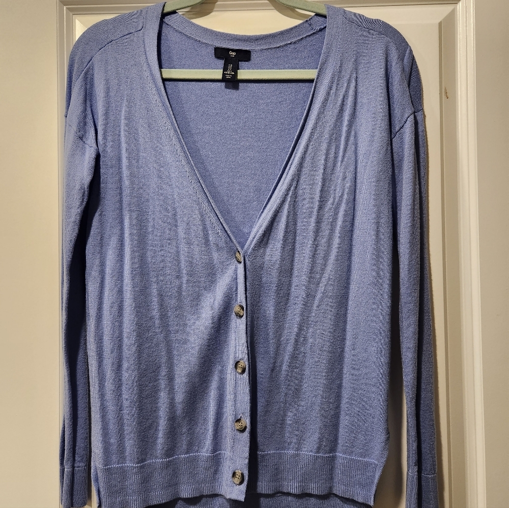GAP Light Blue Button-Up Cardigan